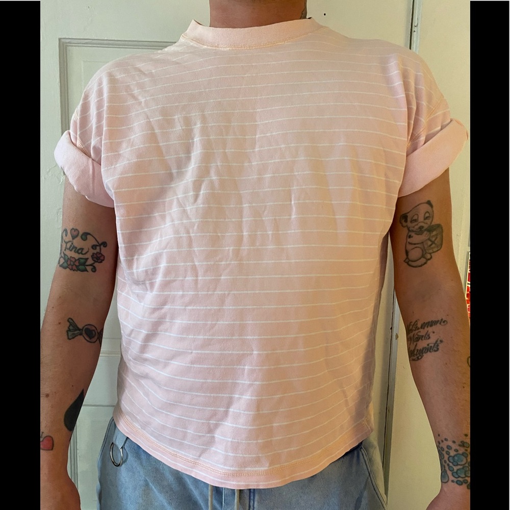 Vintage 80s lined cuff tee. UNISEX - Picture 1 of 5